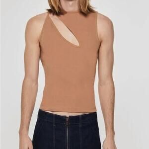 Salt Murphy Men's Brown Ribbed Mateo Tank Top Size L